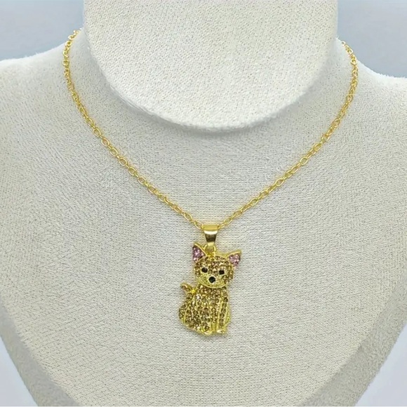 Cat Necklace/ Pendant Goldtone with Chain. Adorable ! - Picture 2 of 6